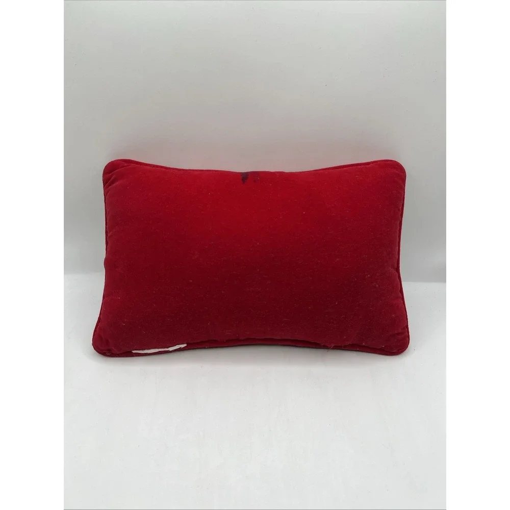 Small Needlepoint Pillow Your Friendship Is A Gift Red Velvet Back 12in x 8in